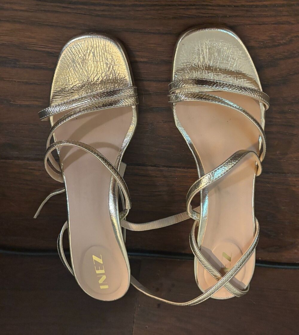 Womens Inez Sofia Strappy Gold Heels